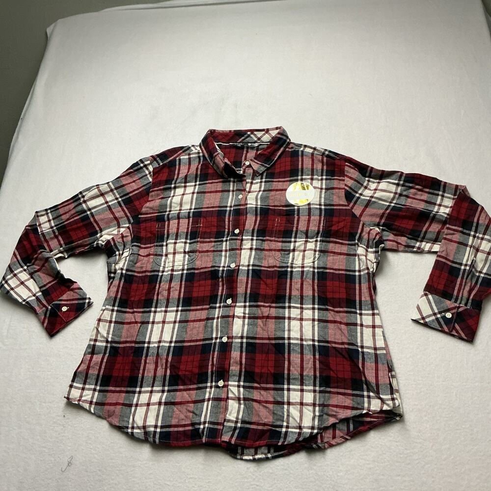 Riders By Lee Womens 2XL Red Plaid Button Front Long Sleeve Shirt NWT, 4170